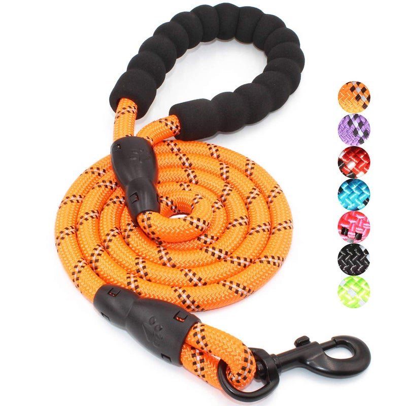 BAAPET 2/4/5/6 FT Dog Leash with Comfortable Padded Handle and Highly Reflective Threads for Small Medium and Large Dogs (5FT-1/2'', Orange) - Image 1